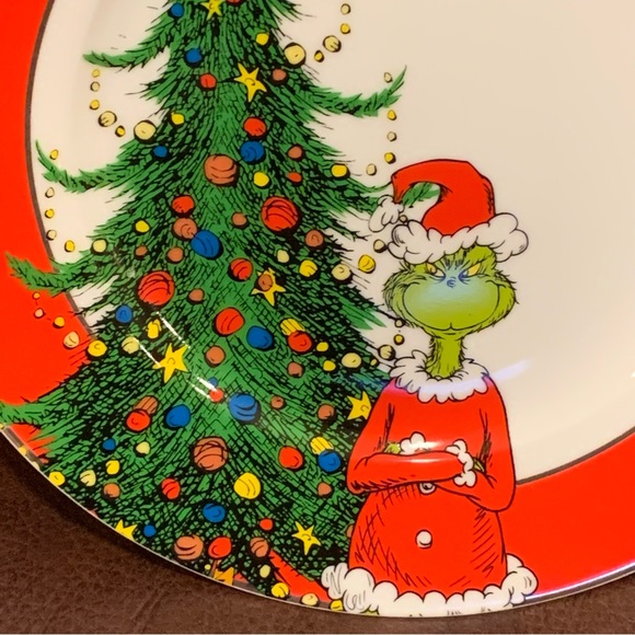 Grinch with Christmas Tree Ceramic Salad Plate - Picture 2 of 6